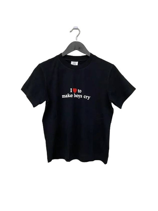 Slogan Print Cotton Short Sleeve T-Shirt Black - VETEMENTS - BALAAN 2