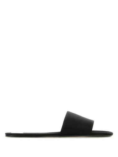 Carlyle Satin Flat Slippers Black - SAINT LAURENT - BALAAN 1