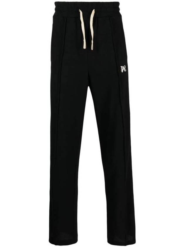 Monogram Pique Track Pants Black - PALM ANGELS - BALAAN 2