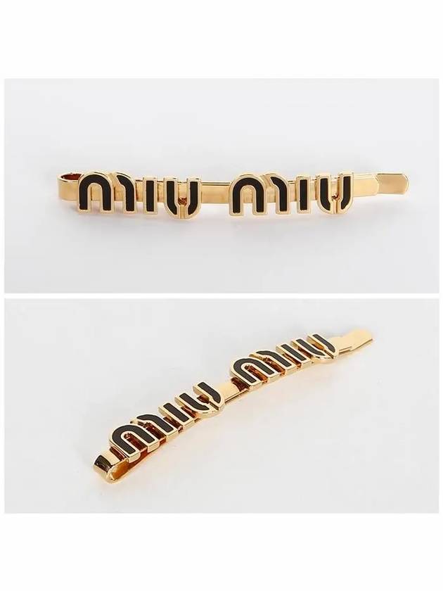 Enamel Metal Hair Clip Gold Black - MIU MIU - BALAAN 3