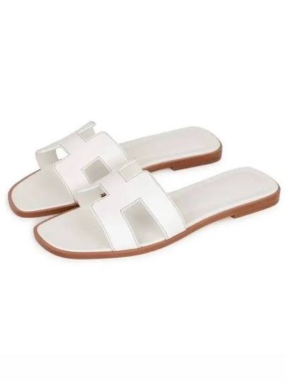 Oran Calfskin Slippers Blanc - HERMES - BALAAN 2