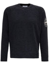 Geelong Wool Embroidery Crewneck Knit Top Charcoal - STONE ISLAND - BALAAN 1