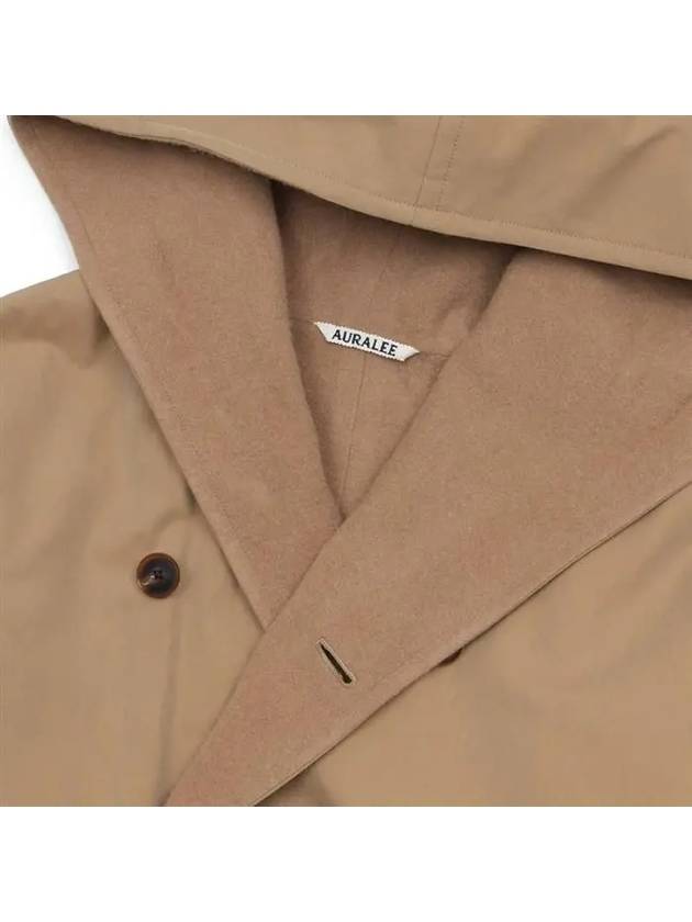 Women's FINX hard twist gabardine hoodie double coat beige - AURALEE - BALAAN 4
