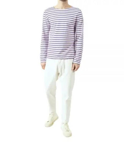 Minquiers Modern Stripe Long Sleeve T-Shirt Ecru Violet - SAINT JAMES - BALAAN 2