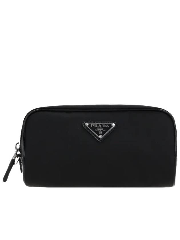 Re-Nylon Brushed Leather Pouch Black - PRADA - BALAAN 2