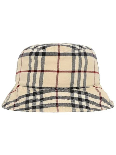 Stone Check Cotton Bucket Hat Beige - BURBERRY - BALAAN 2