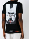Size 95 Black Mohican Wolf Face Printing Vneck Short Sleeve Tshirt - NEIL BARRETT - BALAAN 5