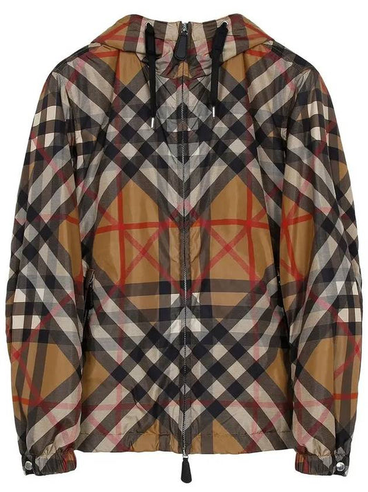 Layered Check Nylon Hooded Jacket Archive Beige - BURBERRY - BALAAN 2