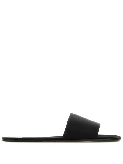 Carlyle Satin Flat Slippers Black - SAINT LAURENT - BALAAN 2