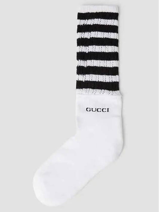 Striped ankle side logo technical blend knit socks - GUCCI - BALAAN 1