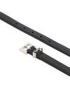 Men's Monogram Silver Buckle Leather Belt Black - SAINT LAURENT - BALAAN 4