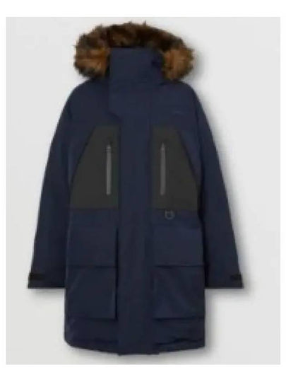 Faux Fur-Trimmed Oversized Parka Navy - BURBERRY - BALAAN 2