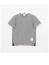 Center Back Stripe Classic Cotton Pique Relaxed Fit Short Sleeve T-Shirt Grey - THOM BROWNE - BALAAN 4