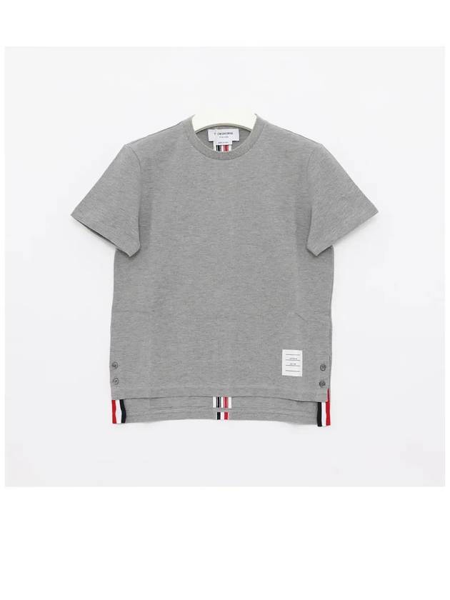 Center Back Stripe Classic Cotton Pique Relaxed Fit Short Sleeve T-Shirt Grey - THOM BROWNE - BALAAN 4