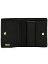 Logo leather bifold wallet black - PRADA - BALAAN 5