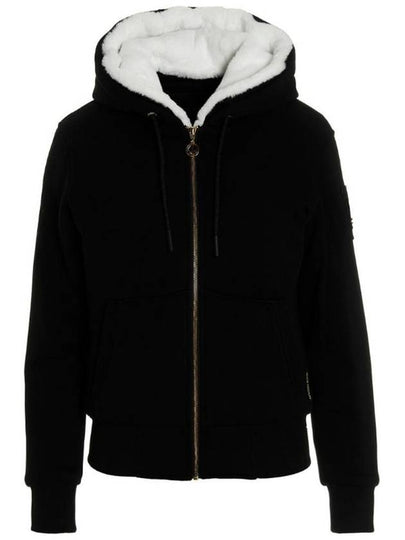 Madison Bunny Logo Gold Hardware Hooded Zip Up Black - MOOSE KNUCKLES - BALAAN 2