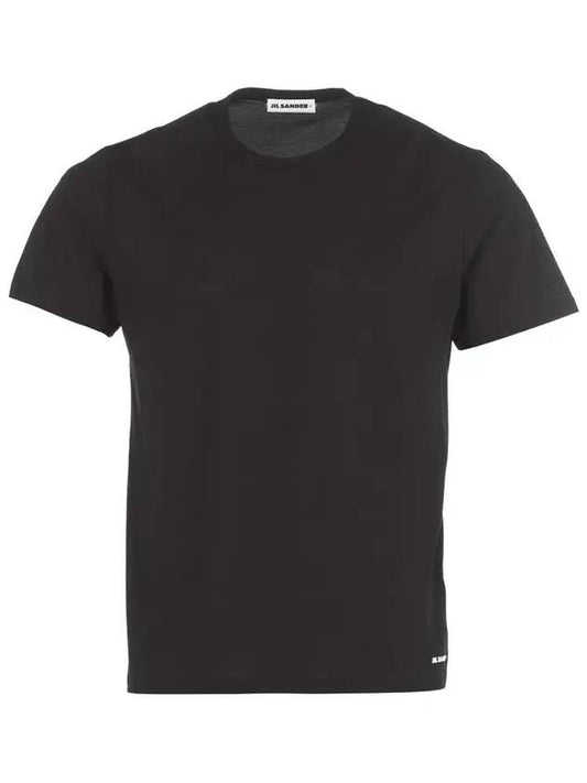Men's Logo Cotton Short Sleeve T-Shirt Black - JIL SANDER - BALAAN 1