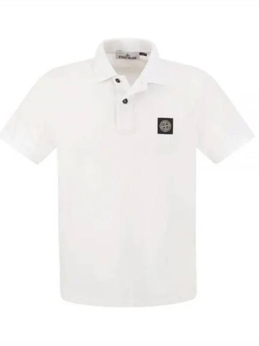 Pique Stretch Cotton Short Sleeve Polo Shirt White - STONE ISLAND - BALAAN 2