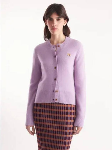 Korea Women s Fox Patch Fitted Spring Fall Cardigan Lilac Domestic Product GM0024092092177 - MAISON KITSUNE - BALAAN 1