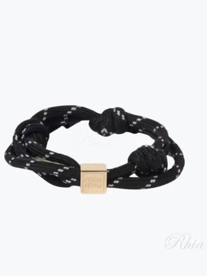 Logo Cord Nylon Bracelet Black - MIU MIU - BALAAN 2