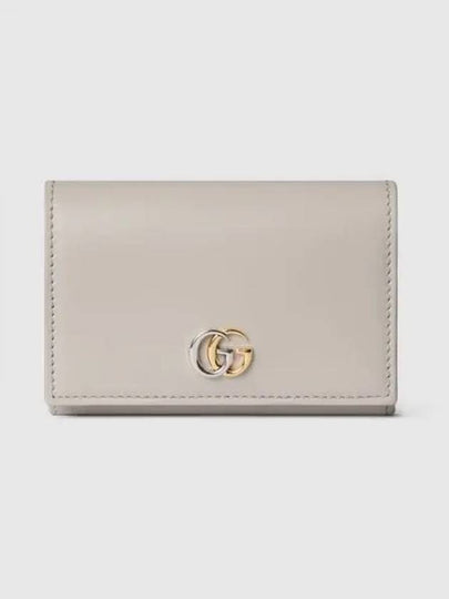 GG Marmont Leather Card Wallet Light Grey - GUCCI - BALAAN 2