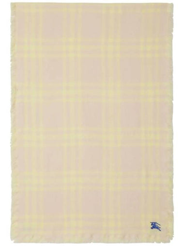 Check Lightweight Reversible Wool Silk Scarf Yellow Light Pink - BURBERRY - BALAAN 1