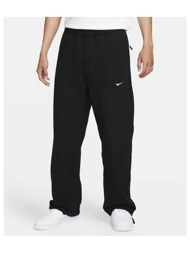 Sportswear Swoosh Open Hem Fleece Track Pants Black - NIKE - BALAAN 2