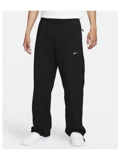 Sportswear Swoosh Open Hem Fleece Pants M Black White FN3343 010 - NIKE - BALAAN 2