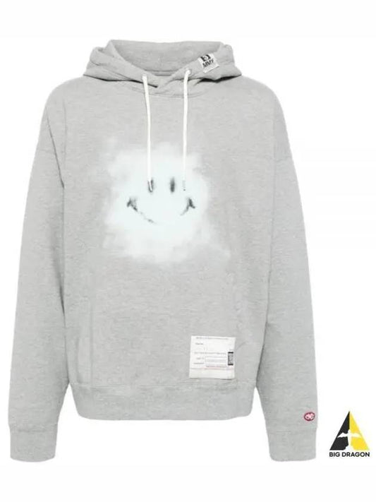 24 A12HD672 GRAY Smiley Face Print Hoodie - MIHARA YASUHIRO - BALAAN 1