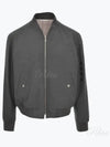 Diagonal Striped Knit Rib Blouson Bomber Jacket Dark Grey - THOM BROWNE - BALAAN 2