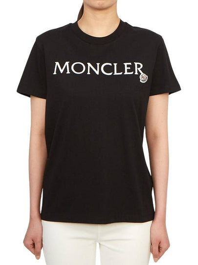 Embroidered Logo Cotton Short Sleeve T-Shirt Black - MONCLER - BALAAN 2