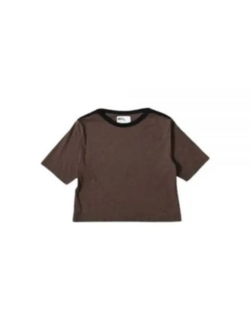 24 MHL OPEN NECK T SHIRT BROWN MARL WHSP0508S24LDB BNM - MARGARET HOWELL - BALAAN 1