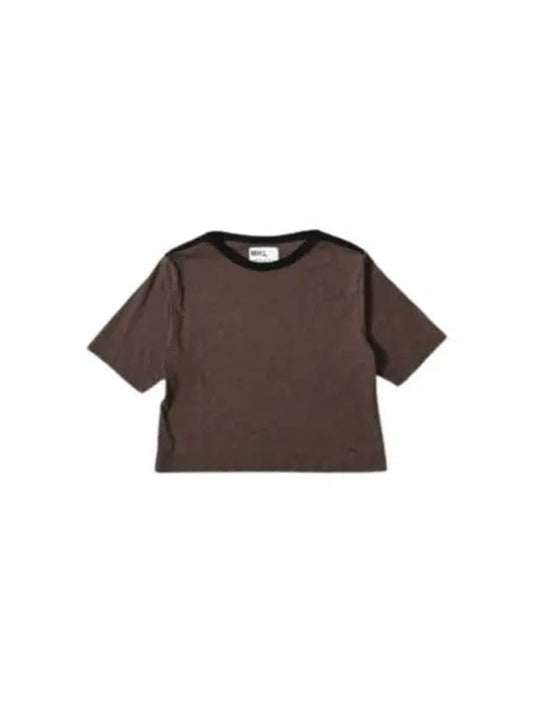 MHL OPEN NECK TSHIRT BROWN MARL WHSP0508S24LDB BNM t shirt - MARGARET HOWELL - BALAAN 1