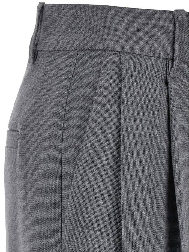 Grey Pants With Belt Loops In Wool Woman - BRUNELLO CUCINELLI - BALAAN 3