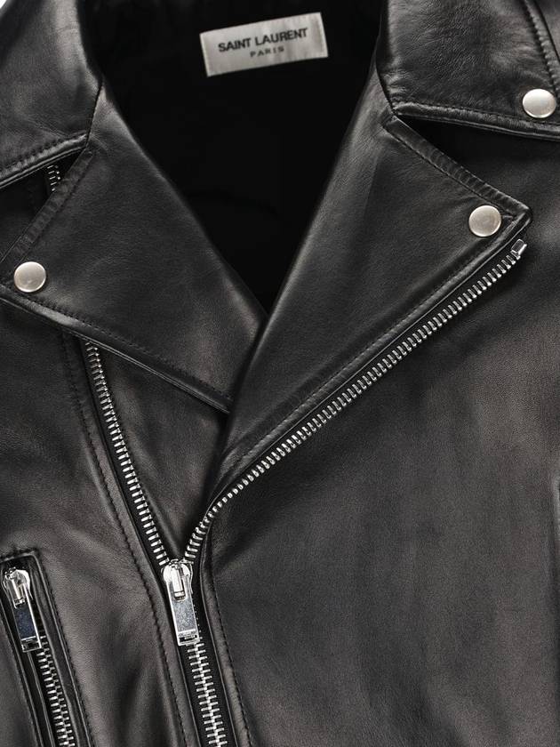 Classic Motorcycle Jacket in Lambskin Black - SAINT LAURENT - BALAAN 4