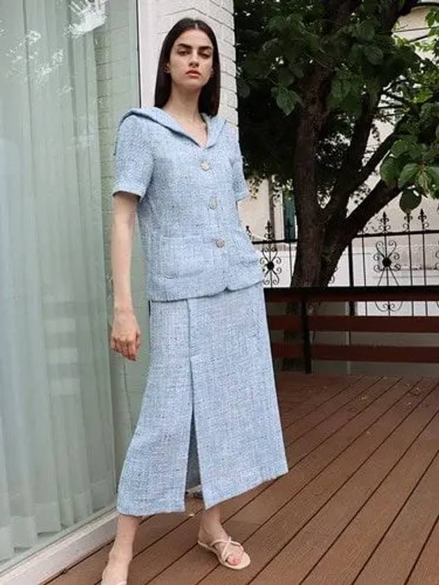 Tweed Long Skirt Blue - DAMAGE MNEMONIC - BALAAN 2