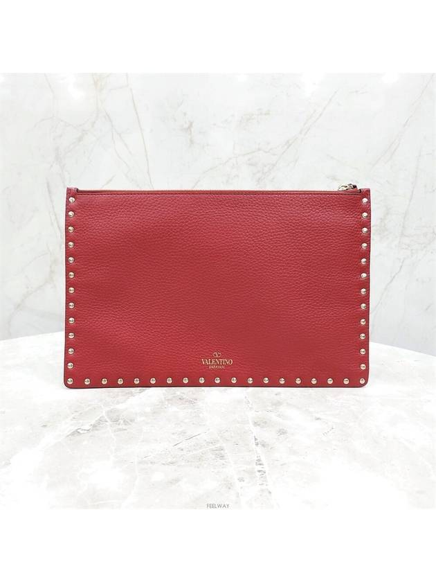 Lux You Red Rockstud logo clutch bag - VALENTINO - BALAAN 3