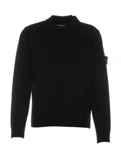 Mock Neck Virgin Wool Knit Top Black - STONE ISLAND - BALAAN 2