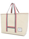 Double Face Cotton Canvas Tote Bag Off White - THOM BROWNE - BALAAN 3