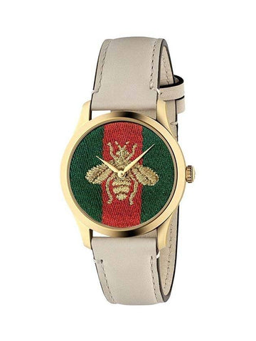 Women's Bee Embroidered Stripe Watch - GUCCI - BALAAN 1