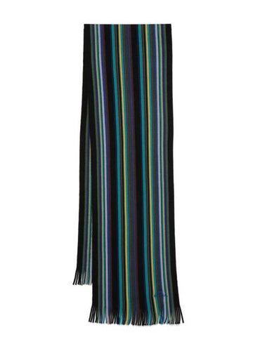 Multicolour Stripe Scarf Black - PAUL SMITH - BALAAN 1