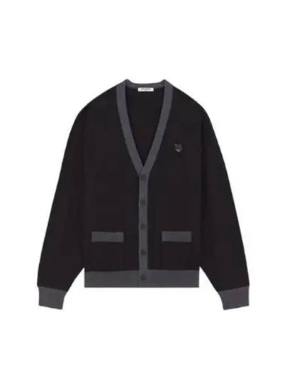 Bold Fox Head Patch Two-Tone Cardigan Black - MAISON KITSUNE - BALAAN 2