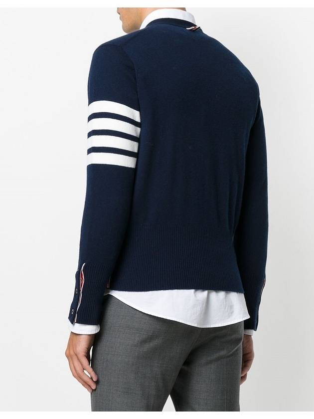 Men's Diagonal Classic Cashmere Cardigan Navy - THOM BROWNE - BALAAN 4