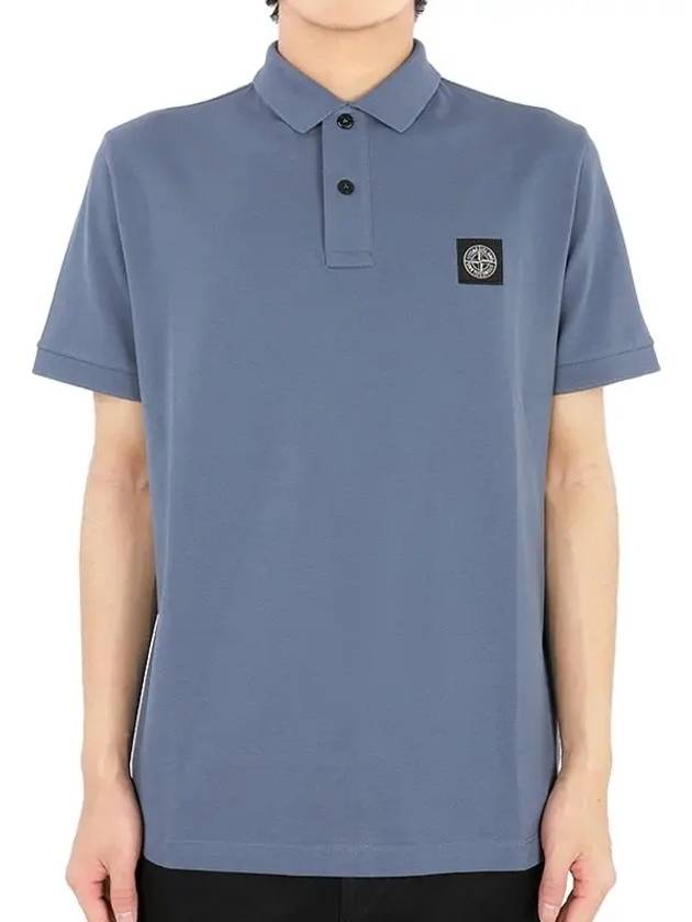 Pique Stretch Cotton Short Sleeve Polo Shirt Dark Blue - STONE ISLAND - BALAAN 3