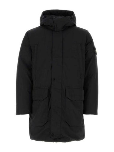 Polyester Micro Twill Long Down Parka Black - STONE ISLAND - BALAAN 1