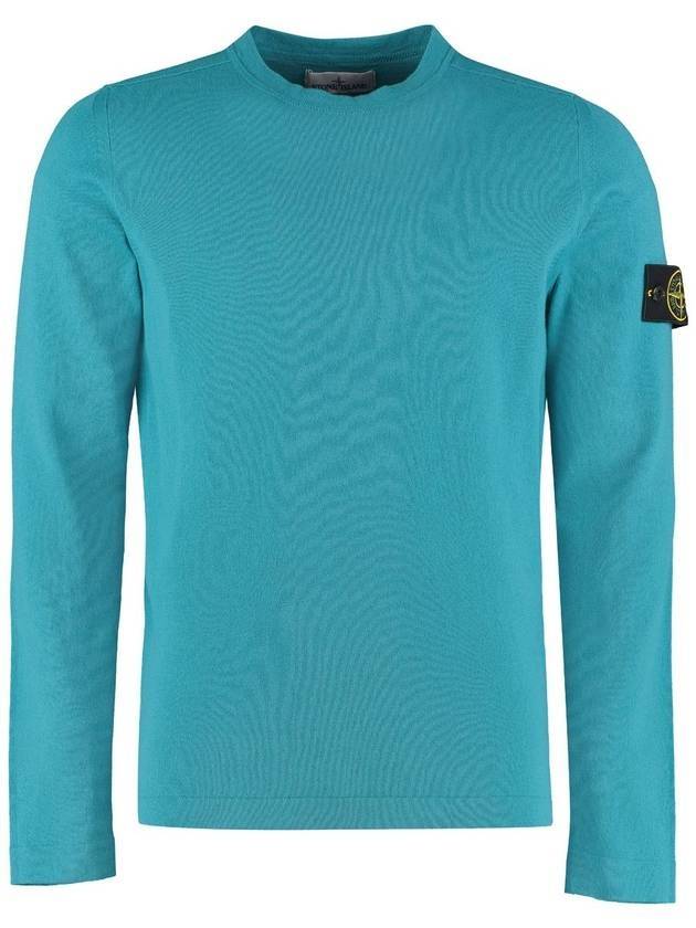 Wappen Patch Round Cotton Knit Top Sky Blue - STONE ISLAND - BALAAN 1