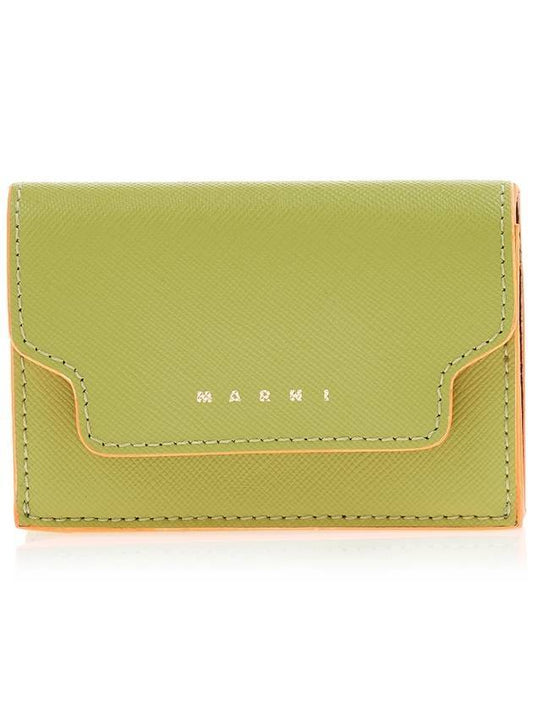 Saffiano Logo Trifold Bifold Wallet Green - MARNI - BALAAN.