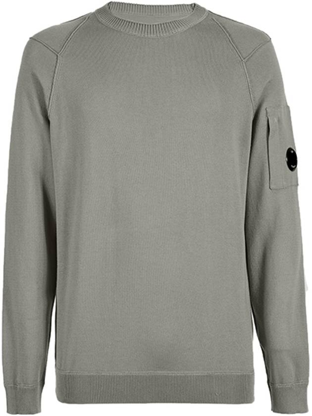 Men's Lens Wappen Long Sleeve Knit Top Gray - CP COMPANY - BALAAN.