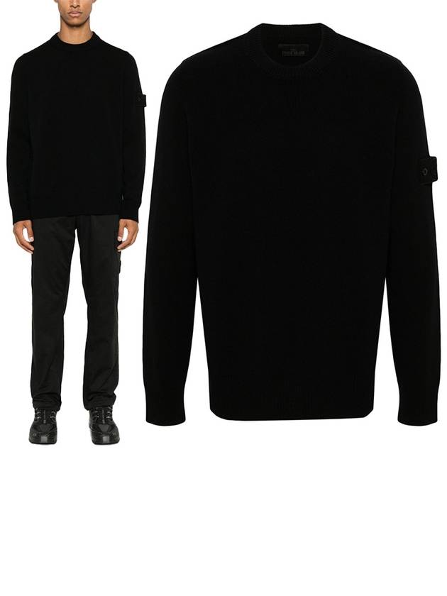 Compass Badge Wool Knit Top Black - STONE ISLAND - BALAAN 2