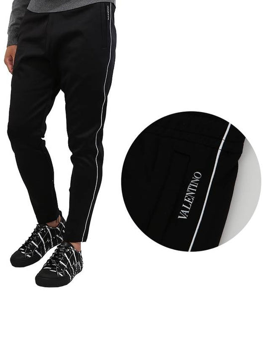 Men's Logo Jersey Track Pants Black - VALENTINO - BALAAN.